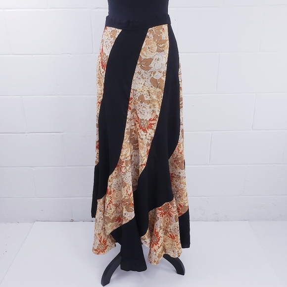 Vintage Dresses & Skirts - Vintage Floral Pattern Hippie Boho Festival Handmade Maxi Circle Skirt Size 4/6